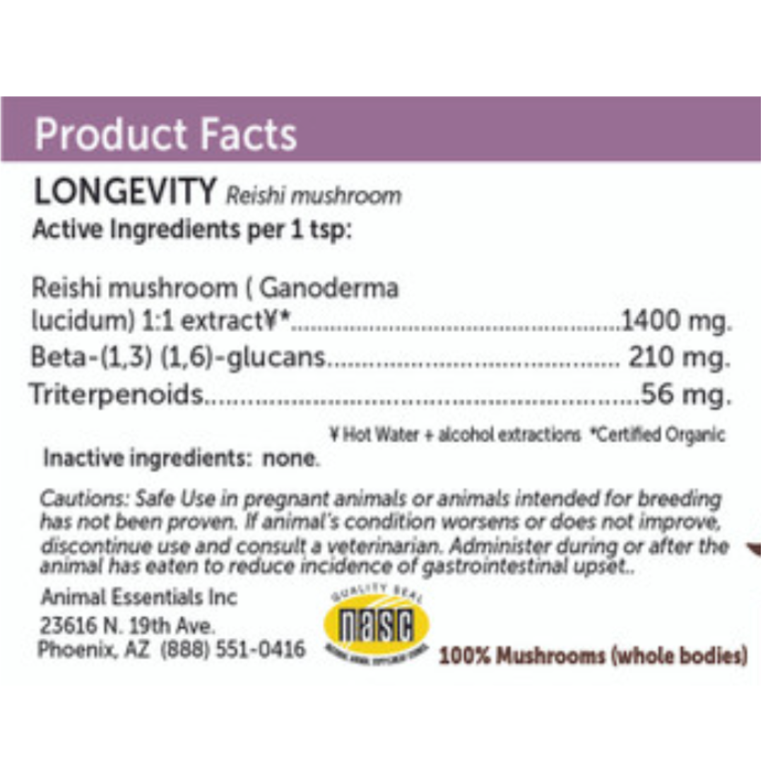 Longevity Reishi Mushroom Powder Extract for Dogs & Cats