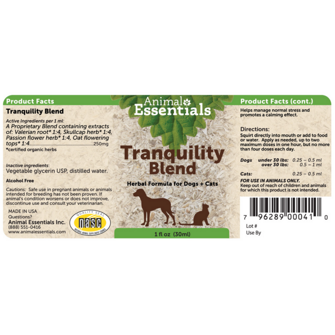 Tranquility Blend Liquid Herbal Anxiety Formula for Pets by Animal Essentials