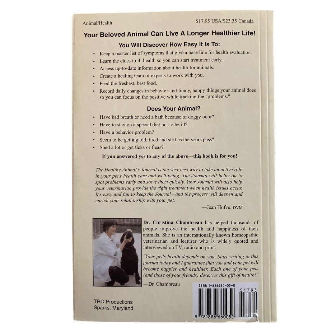 Healthy Animal's Journal - Record Keeping for Pets by Christina Chambreau, DVM