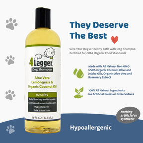 Organic to Food Standards Lemongrass and Aloe Dog Shampoo for Pets by 4-Legger