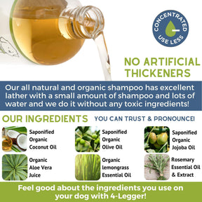 Organic to Food Standards Lemongrass and Aloe Dog Shampoo for Pets by 4-Legger