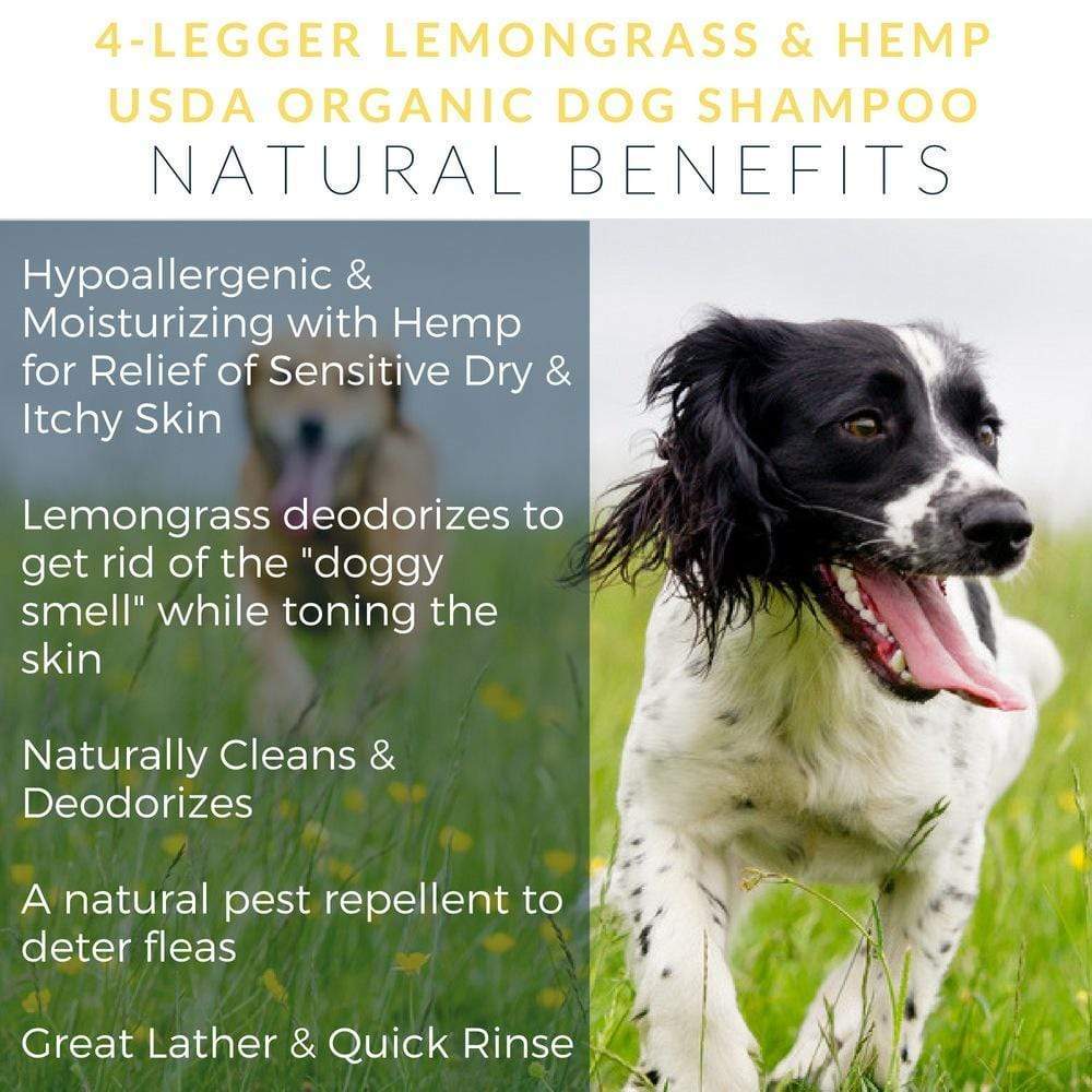 Moisturizing Lemongrass Hemp Dog Shampoo for Dry and Itchy Skin by 4-Legger