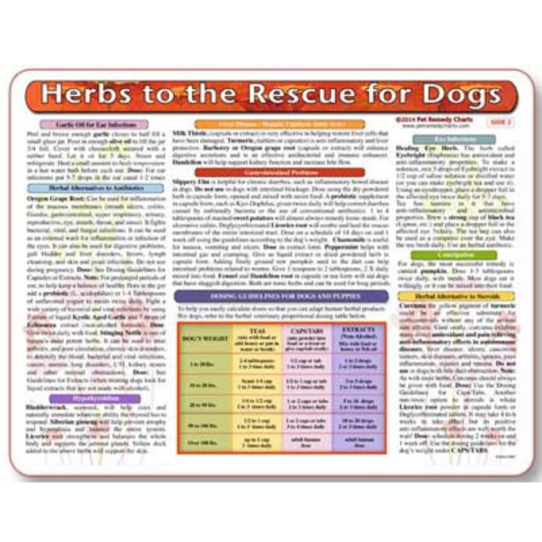 Home Remedy Charts for Conditions and Education for Pets