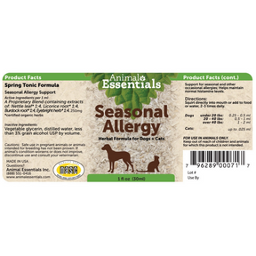 Seasonal Allergy Organic Herbal Drops for Pets by Animal Essentials