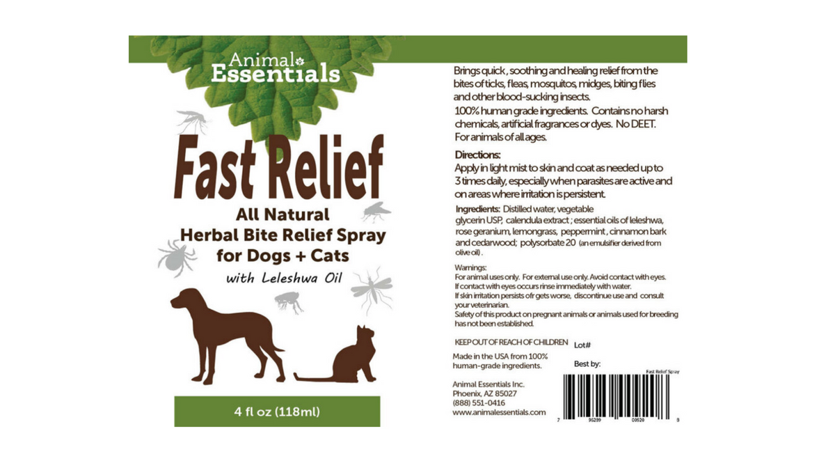 Fast Relief Soothing Herbal Bite Relief Spray for Dogs and Cats by Animal Essentials
